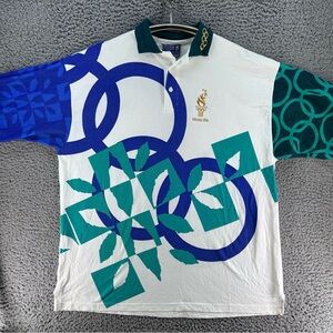 RARE Vintage 1996 Atlanta Olympics Hanes Polo Shirt 2XL USA Made Cotton Olympic